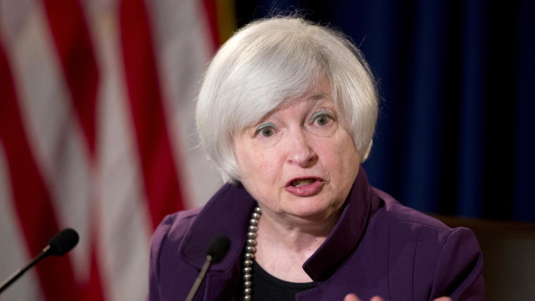 FILE - In this June 17, 2015, file photo, Federal Reserve Chair Janet Yellen speaks during a news conference following a Federal Open Market Committee meeting in Washington. The Federal Reserve releases minutes from its June interest-rate meeting on Wednesday, July 8, 2015. (AP Photo/Manuel Balce Ceneta, File)